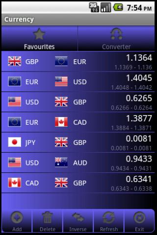 Android application Forex Currency Rates screenshort