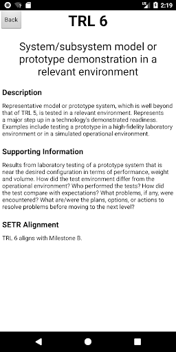 Technology Readiness Levels Screenshot 4 - AppWisp.com