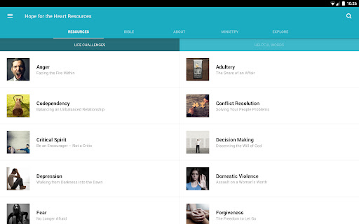 Screenshot of Hope for the Heart Resources