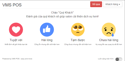 Android application VMS POS - Máy đánh giá screenshort