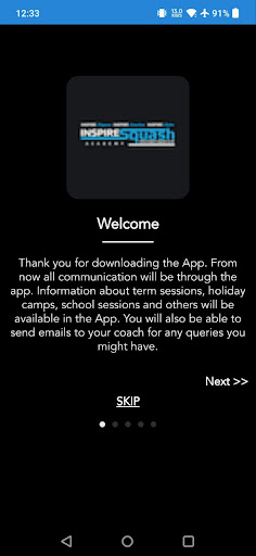 Android application INSPIRE Squash Academy screenshort