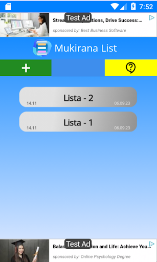 Android application Mukirana List screenshort