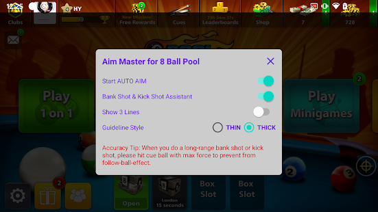 8 BALL POOL COM A MIRA INFINITA E COMO FAZER LOGIN NO FACEBOOK