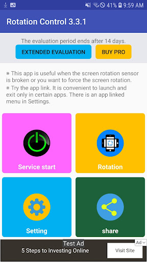 Android application Screen rotation control screenshort