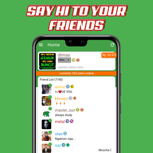Android application Moocha - Mobile Chat Community screenshort