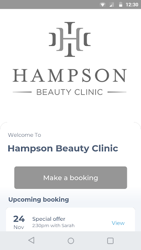 Android application Hampson Beauty Clinic screenshort