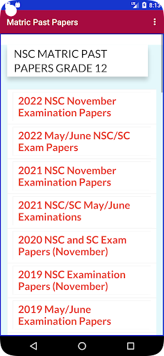 Android application Matric Past Papers (DBE) screenshort
