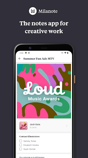 Android application Milanote screenshort