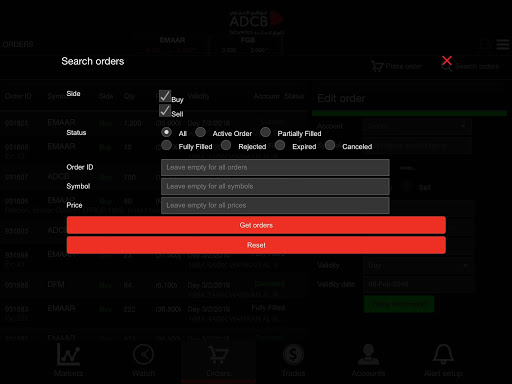 Screenshot of ADCB Securities