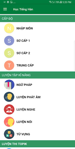 Android application Học Tiếng Hàn Siêu Nhanh screenshort