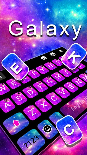 Pink Blue Galaxy Keyboard Them Screen 2