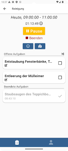 TimeScan Aufträge Screen 2