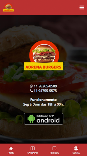 Android application Adrena Burgers screenshort