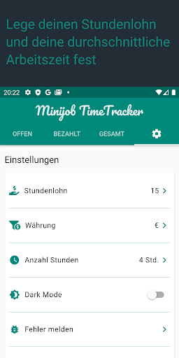 Android application Minijob TimeTracker screenshort