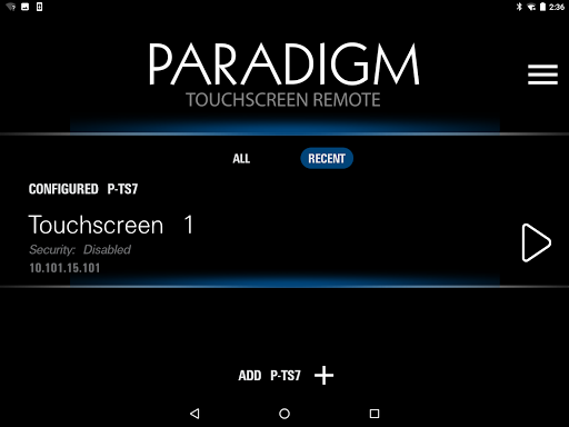Paradigm Touchscreen Remote Screen 3
