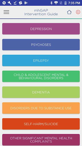 mhGAP-IG 2.0 App (e-mhGAP) Screen 2