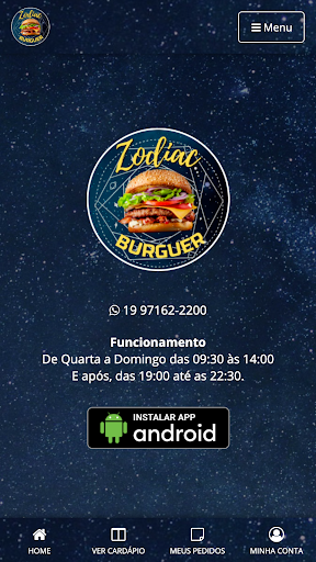 Android application Zodíac Burger Clássicos Delive screenshort