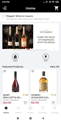 Android application Elegant Wine & Liquors screenshort