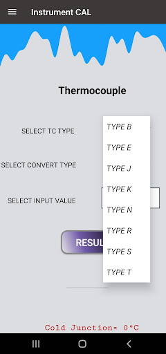 Android application INSTRUMENT CAL screenshort