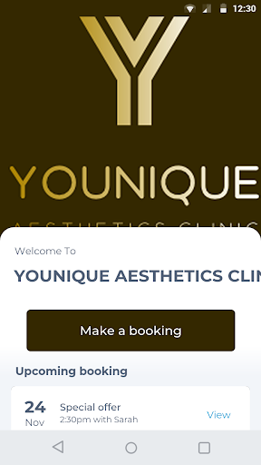 Android application YOUNIQUE AESTHETICS CLINIC screenshort
