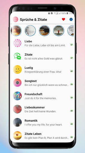 Android application Sprüche, Zitate über das Leben screenshort