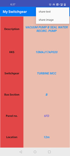 My Switchgear Screen 2