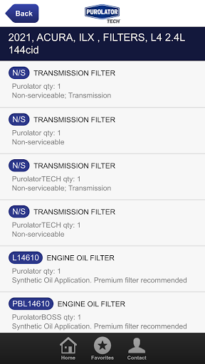 PurolatorPRO Filter Finder Screen 3