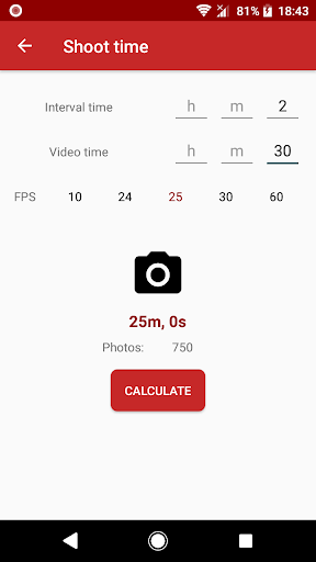 Time-lapse Calculator Screen 2