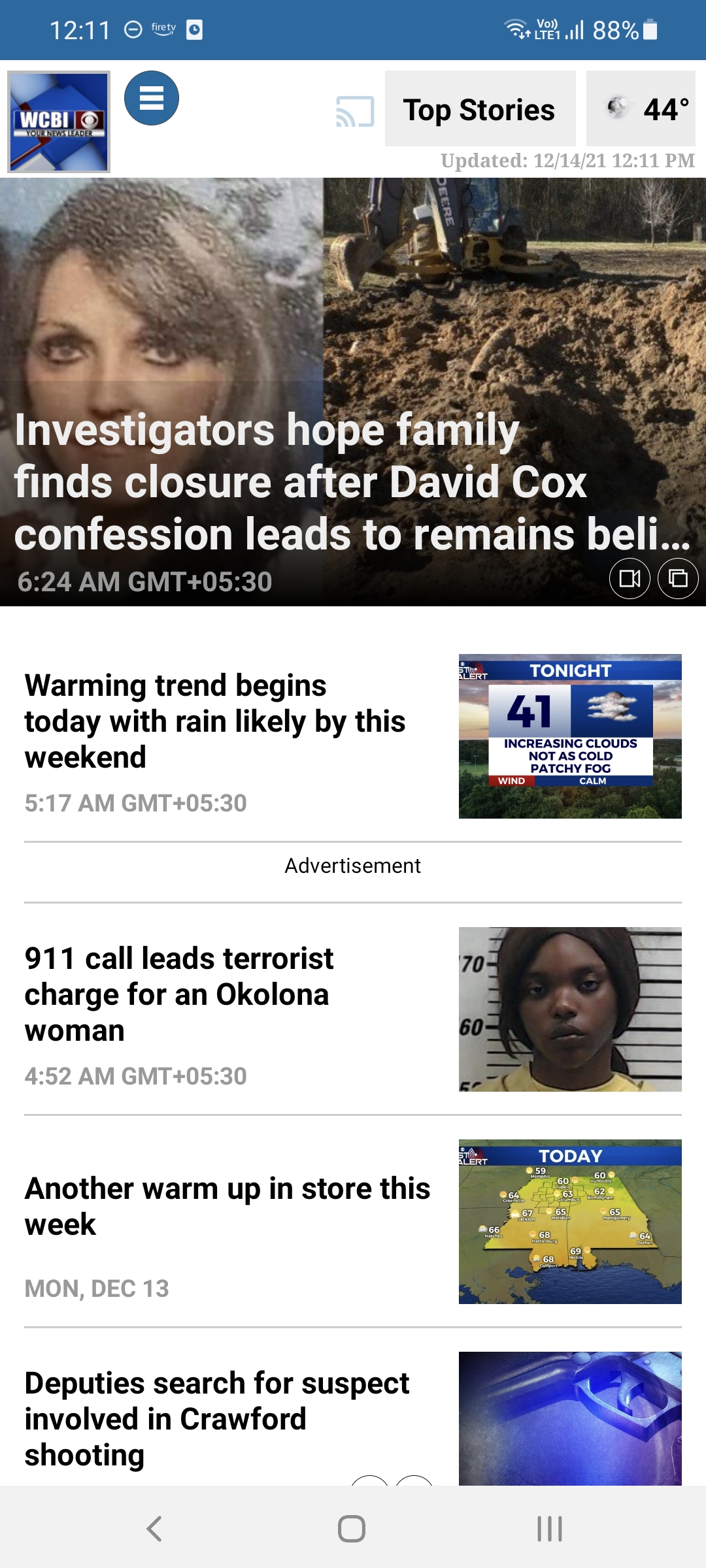 Android application WCBI Mobile screenshort