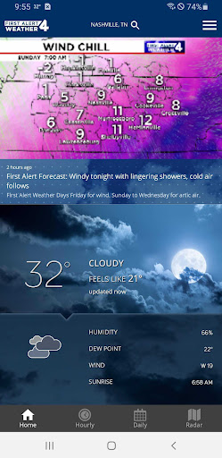 Screenshot of WSMV 4 FIRST ALERT Weather