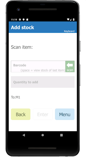 Finale IMS Barcode Scanner Screen 2