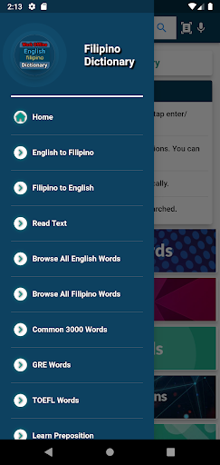English : Filipino Dictionary Screen 3