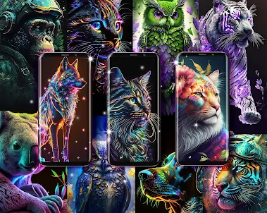 AI wallpapers neon animals