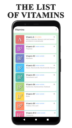 Android application Vitamins: Sources, Health Tips screenshort