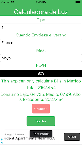 Android application Calculadora de Luz México screenshort