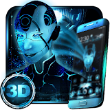 Neon Alien Girl 3D Theme icon