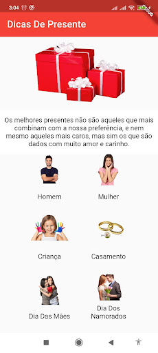 Android application Dicas De Presentes screenshort