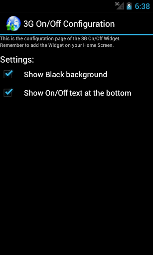 3G On/Off Widget Screen 2