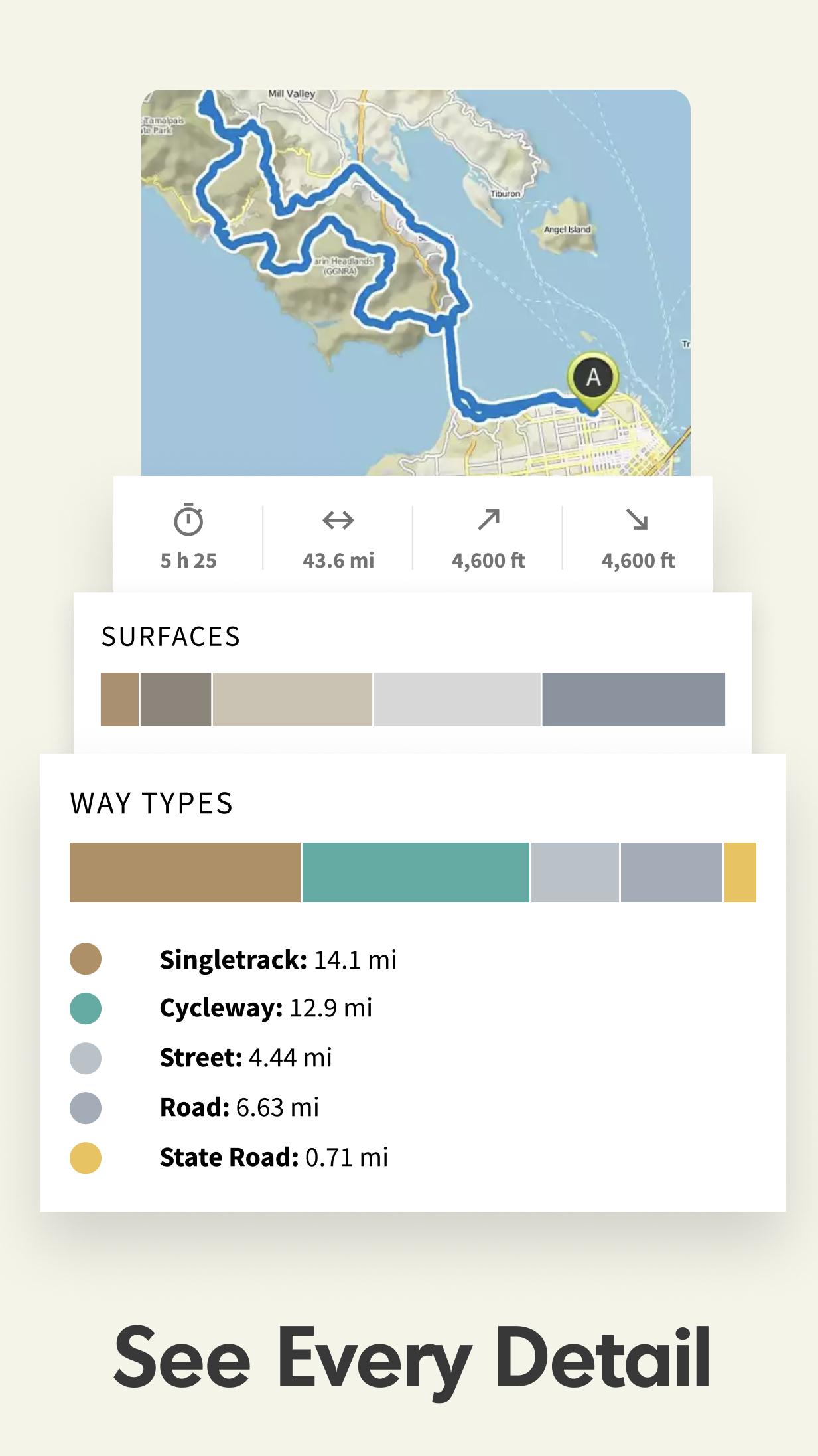Android application Komoot: Cycling & Hiking Maps screenshort