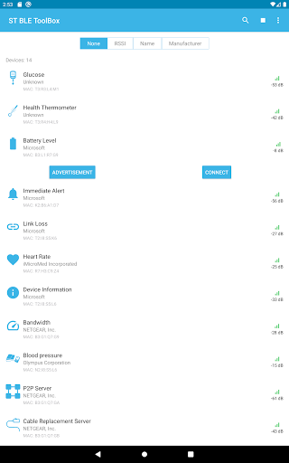 Screenshot of ST BLE Toolbox