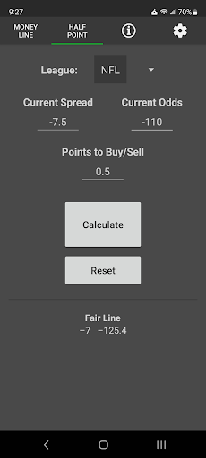 No Vig Moneyline Calculator Screen 2