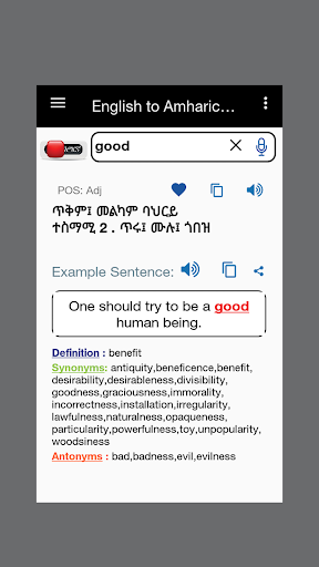 Android application English Amharic Dictionary screenshort