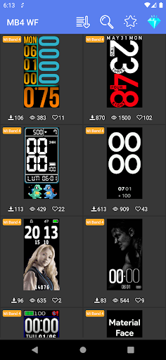 Android application MiBand 4 - Watchfaces screenshort
