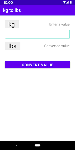 Android application kg to lbs screenshort