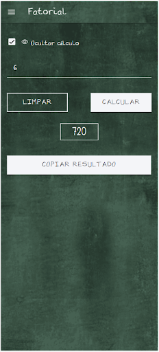 Fatorial Calculadora Screen 2