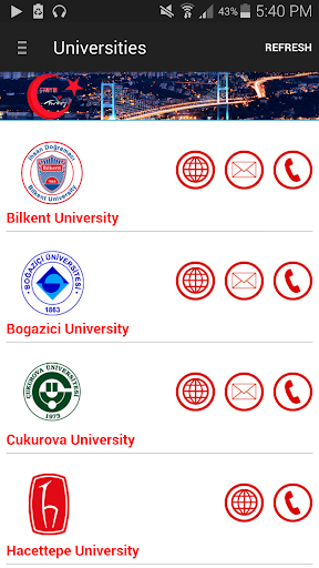 Android application Universities in Turkey screenshort