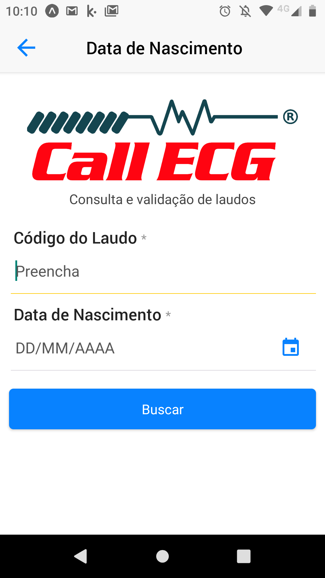 Android application Call ECG screenshort
