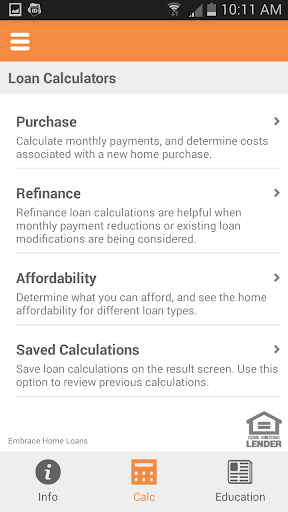 Embrace Home Loans eSNAPP Screen 2