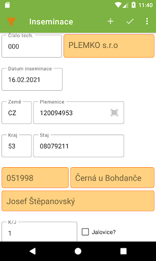 Android application Inseminace Skotu screenshort