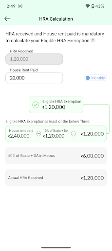 Tax Calculator India 2024-2025 Screen 2